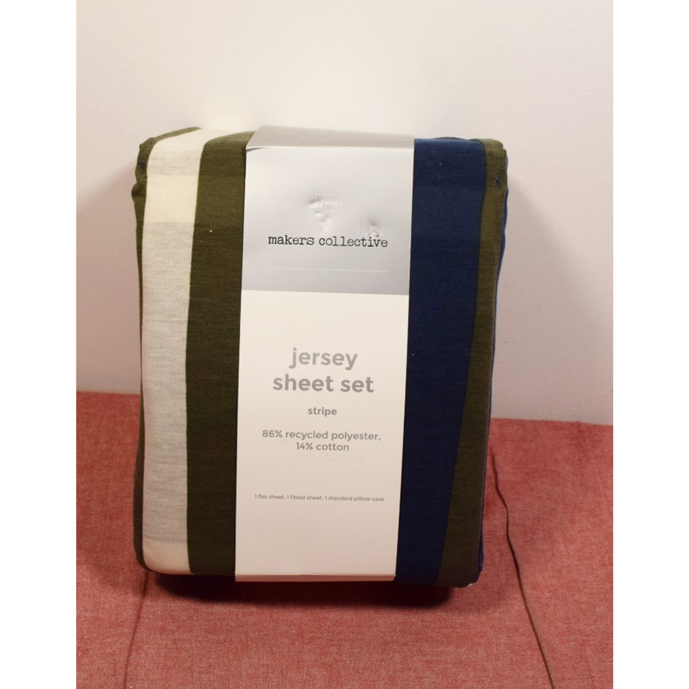 Makers Collective Teen Twin Rugby Stripe Jersey Sheet Set*